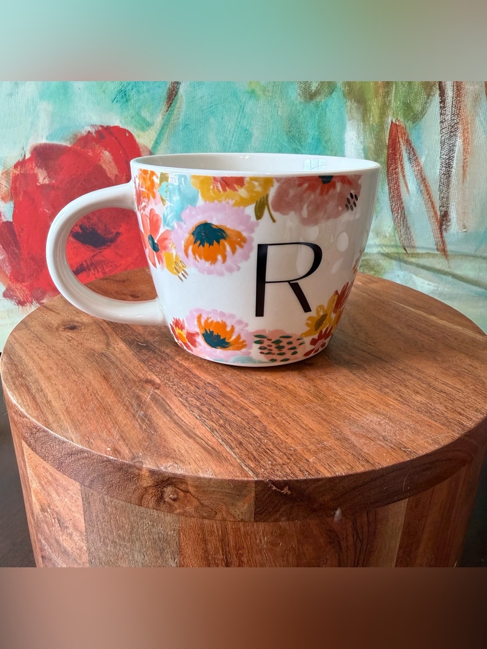 Opalhouse Stoneware Coffee Mug Multicolor Floral R Dishwasher & Microwave Safe